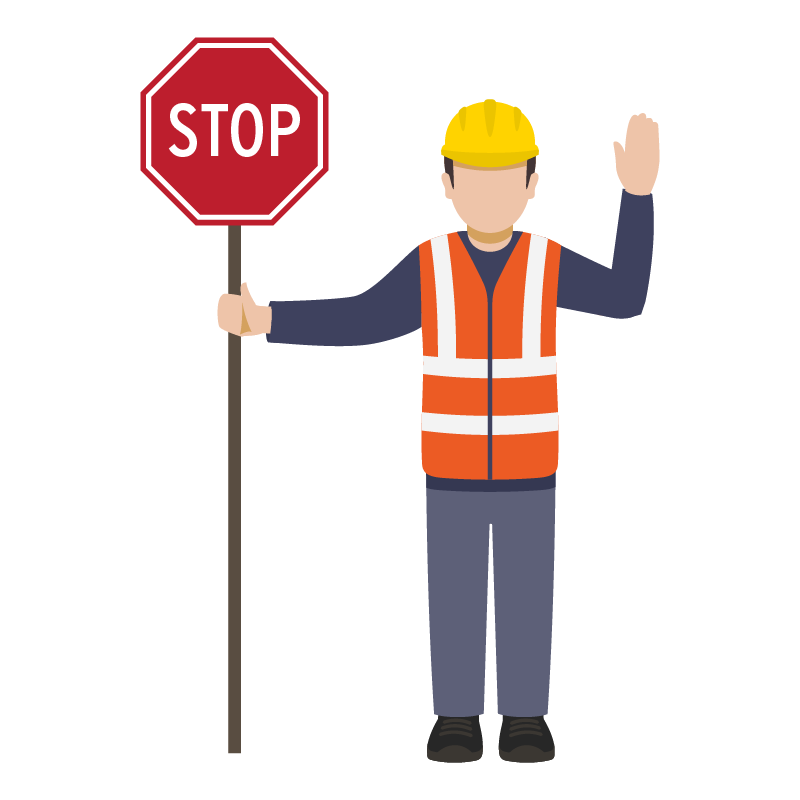 Flagger holding a stop sign.